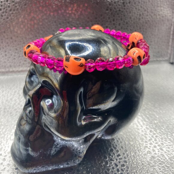 DOTD Pink and Orange Skull Bracelet - Picture 1 of 3